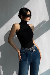 Sexy Knitted Turtleneck Off Shoulder Crop Tops