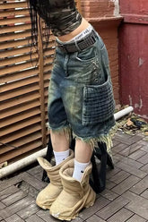 Retro Hip Hop Cargo Pockets Denim Shorts