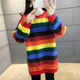 Long Sleeve Loose Striped Colors Shirt