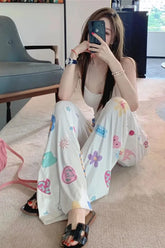 High Waist Cute Pattern Casual Long Pants
