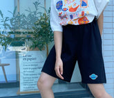 Vintage süße Cartoon Saturn Planet breite Bein kurze Hose