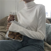 Camisas casuales de manga larga y cuello alto ajustadas