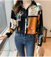 Long Sleeve Art Panorama Blouse Shirt