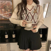 Suéter chaleco bordado con oso Argyle