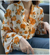Yellow Roses Printed Blouse Shirt