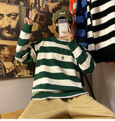 Suéter vintage de rayas con cuello redondo para hombre