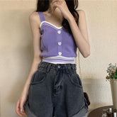 Süßes, sexy gestreiftes Tanktop mit Liebesknopf