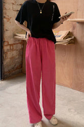 High Waist Wide Leg Basic Pink Pants