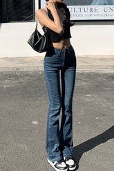High Waist Flare Slim Jeans Pants