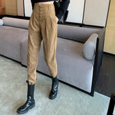 High Waist Vintage Slim Long Corduroy Pants