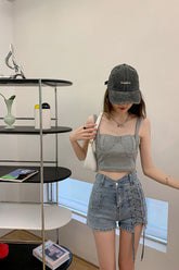 Sexy klassische Jeansshorts mit Schnürung