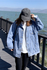 Vintage Simple Loose Denim Jeans Jacket