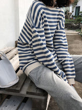 Long Sleeve Retro Striped O-Neck Shirt