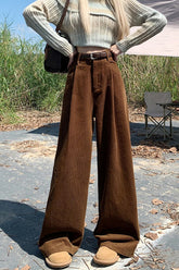 High Waist Wide Leg Vintage Corduroy Pants