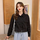 Chaqueta corta informal de manga larga lisa