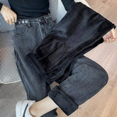 Loose Thick Velvet Fleece Jeans Pants