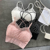 Sexy Beaded Lace Camisole Crop Tops
