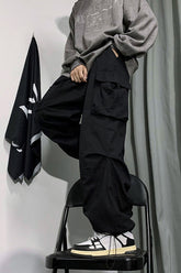 Elastic Waist Side Pocket Cargo Pants