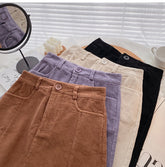 High Waist A-Line Solid Corduroy Mini Skirts