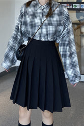 Solid Color Long Pleated Skirts