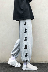 Cute Bear Side Printed Jogging Sweatpants