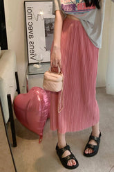 High Waist Split Pleated Long Skirts