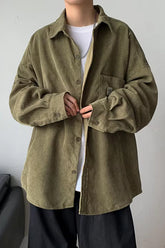 Loose Long Sleeve Retro Colors Men Corduroy Shirts