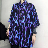 Loose Blue Flame Hip Hop Shirt