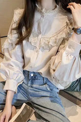 Long Sleeve Vintage Lace Blouse Shirt