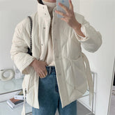 Parka-Manteljacke mit Stehkragen und dicker, wattierter Baumwolle