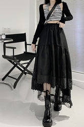 Midiröcke mit hoher Taille und Spitzennähten