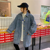 Lockere Oversize-Jeansjacke mit großen Taschen