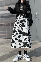 Lockere Röcke mit Kuhmuster bis zur Mitte der Wade