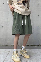 Stars Patchwork Embroidered Shorts Pants