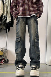 Hip Hop Cargo Pockets Long Men Jeans Pants