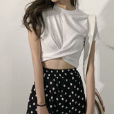 Sexy Solid Criss Cross Slim Shirt