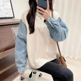 Long Sleeved Denim Casual Sweatshirt