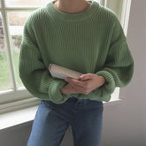 O-Neck Thick Vintage Loose Knitted Sweater