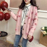 Suéter tipo cárdigan con estampado de corazones