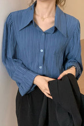 Long Sleeve Folds Style Blouse Shirts