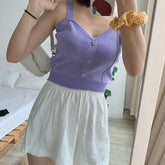 Heart Button Sexy Knitted Crop Tops