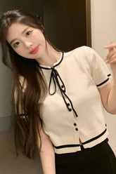 Camisas de punto con pajarita de manga corta