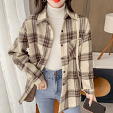 Loose Plaid Thick Blouse Shirt