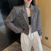 Houndstooth Pattern Notched Blazer Jacket