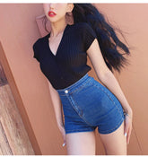 Sexy Skinny Stretch-Shorts aus Denim