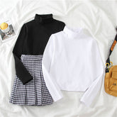 High Neck Long Sleeve Casual Slim Shirt