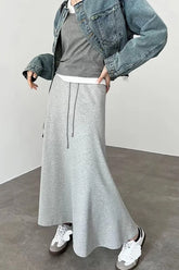 High Waist Elegant Grey Colors A-Line Skirts