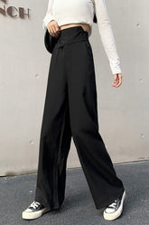 High Waist Irregular Button Wide Leg Office Pants