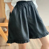 Elastic Waist Ruffles Basic Summer Shorts