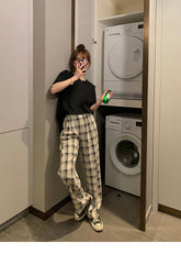 High Waist White Plaid Hip Hop Pants